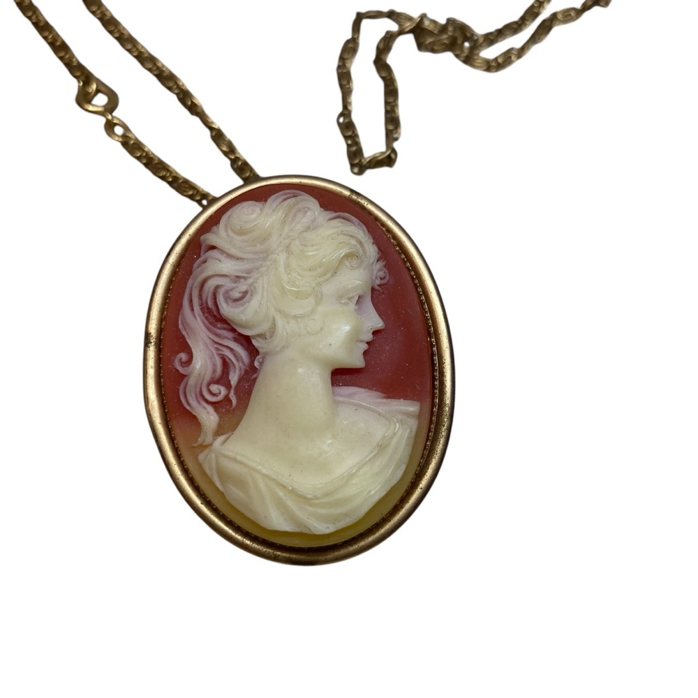 Vintage Locket Pendant Brooch Necklace